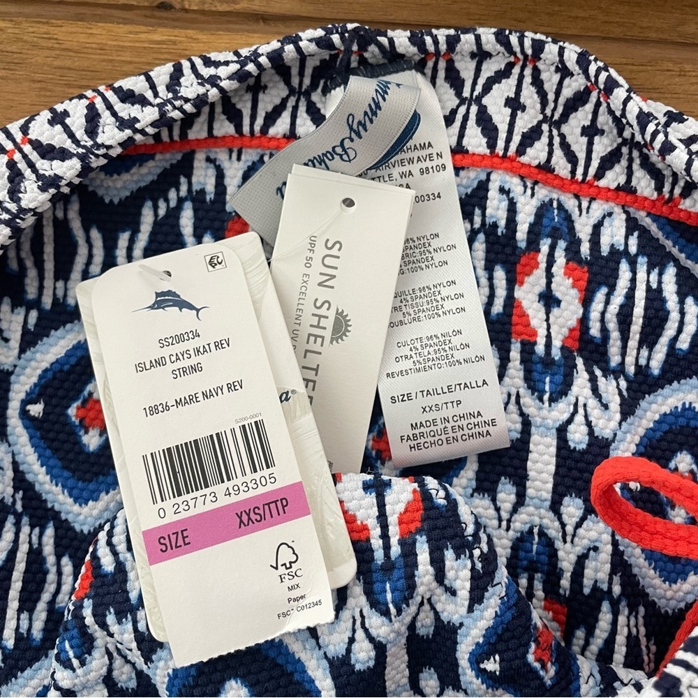 New! Tommy Bahama Island Cays Ikat Bikini Bandeau Top & Reversible String Bottom - Picture 11 of 12